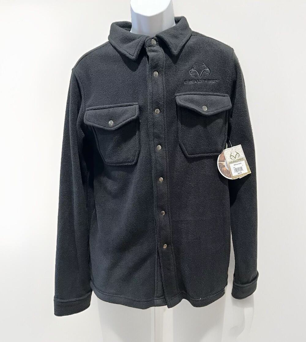 REALTREE MEN'S FLANNEL BLACK BUTTON UP SHIRT JACKET SIZE SMALL NWT MSRP $65